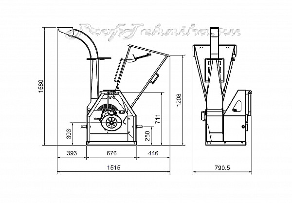 Схема Барабанная дробилка для щепы ТР-100-ВОМ (⌀ 100 мм)