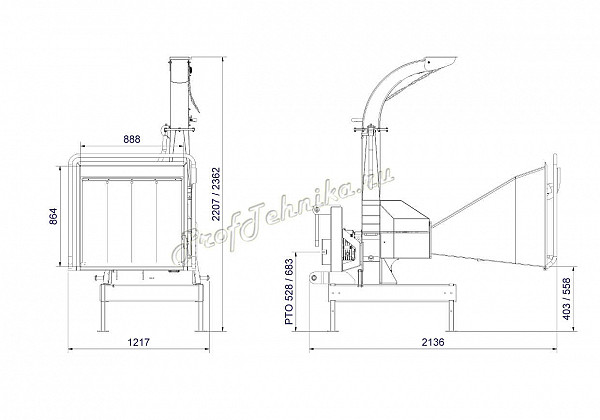 Схема Садовая дробилка для веток ТР-130-ВОМ (⌀ 130 мм)